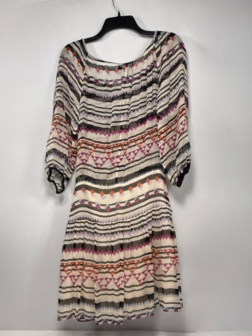 BCBGMaxAzria Rory Silk Aztec Print Off-Shoulder Mini Dress Size S Small - Picture 3 of 9